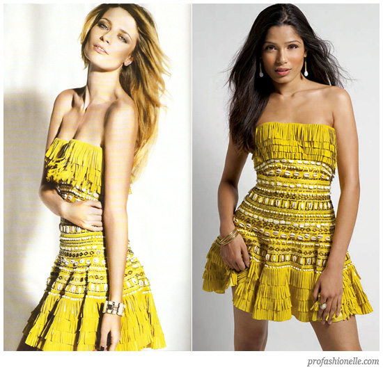 misha barton and freida pinto wearing yellow Dior dress 