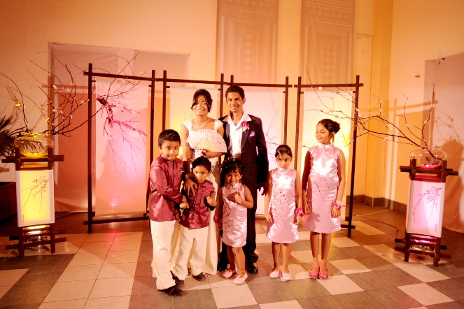 the screens were beautifully lit for the night's reception and look at those lovely flower girls and boys, they all look so cute in the designed outfits. :) this picture is a memorable one for me 