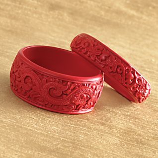 carved chinese cinnabar bangles